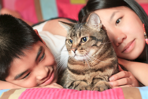 family with cat